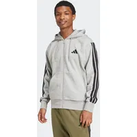 adidas Herren Kapuzensweat Essentials 3-Streifen, Größe XXL in Silber MGREYH/BLACK