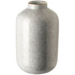 Tischvase FINK "ROY", grau (goldfarben, hellgrau, weiß), H:21cm Ø:12cm, Porzellan, Vasen, Handarbeit, mit handbemaltem goldfarbenen Rand