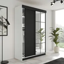 kier furniture Schiebetürenschrank Lamaro 138 x 205 x 59 cm Schwarz/Weiß