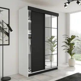 kier furniture Schiebetürenschrank Lamaro 138 x 205 x 59 cm Schwarz/Weiß