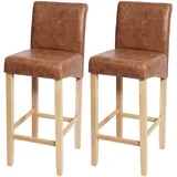 Mendler 2er-Set Barhocker HWC-C33, Barstuhl Tresenhocker, Holz ~ Wildlederimitat, helle Beine, Stoff/Textil