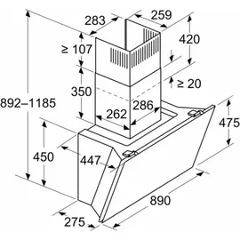 Neff D98IPT2S0 Kopffreihaube 89 cm Schwarz