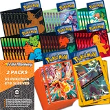 Elite-Trainer-Box-Hüllen für Pokémon [65 Hüllen], Zeige Deine Karten mit den Promotionshüllen der Pokémon-ETB-Boxen, Hüllen für Pokémon-Karten von (2 Random Packs)