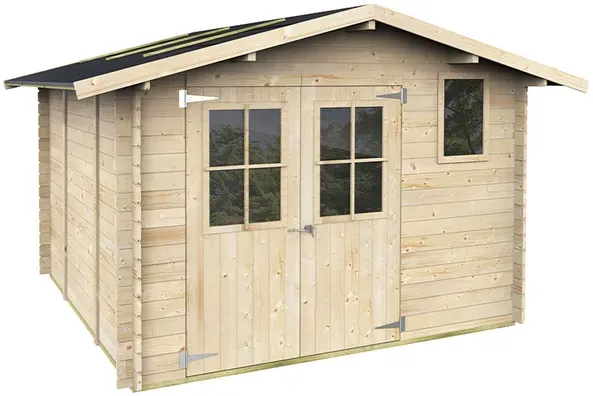 Alce Elena Express 296x296  Gerätehaus aus Holz  Mit Fenstern und Doppelflügeltür  296x296x219 cm