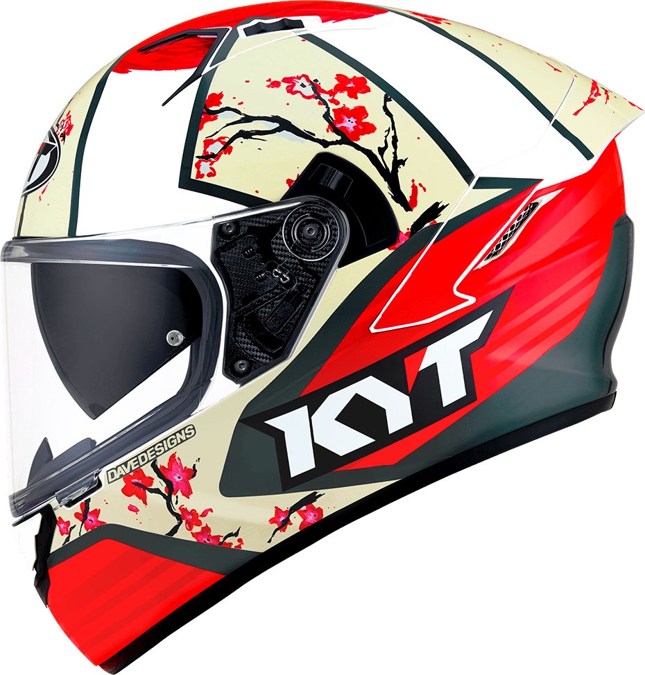 KYT NF-R Xavi Sakura, Integralhelm - Weiß/Rot/Beige/Schwarz - XL