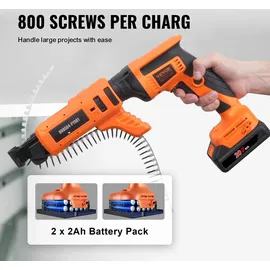 Vevor Trockenbauschrauber mit automatischer Zuführung inkl. 2 x 2,0 Ah + Ladegerät