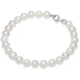VALERO PEARLS Perlenarmband aus Sterling Silber mit Süßwasser-Zuchtperle Weiß 19 cm