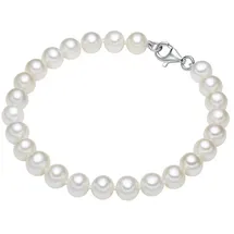 VALERO PEARLS Perlenarmband aus Sterling Silber mit Süßwasser-Zuchtperle Weiß 19 cm