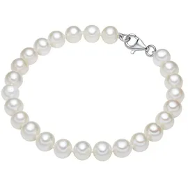 VALERO PEARLS Perlenarmband aus Sterling Silber mit Süßwasser-Zuchtperle Weiß 19 cm