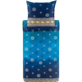 BASSETTI Baumwollsatin-Bettwäsche-Garnitur PALLAVICINO Farbe Blau B1, Größe 135x200+80x80 - Blau