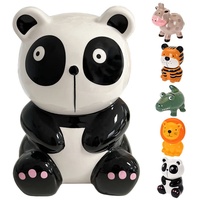 Murago - Spardose Panda Sparschwein für Kinder Sparbüchse Jungen Mädchen Keramik Tierform Dekofigur groß Weiß schwarz