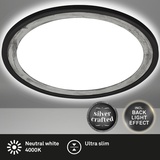 Briloner SLIM DECO flaches, rundes LED Panel 29cm 18W Schwarz-Silber Neutralweiss - Schwarz