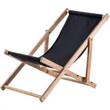 Kadax Liegestuhl, Strandstuhl aus Holz, Sonnenliege bis 120kg, Schwarz