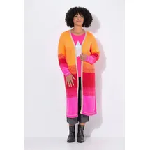 Angel Of Style by Happy Size Long-Strickjacke Blockstreifen-Farbverlauf Rosa/Rot XL-XXL