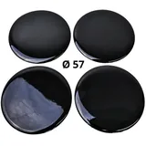 4x Silikon Aufkleber/Embleme für Nabenkappen | Motiv: Black/Schwarz | Durchmesser: 57 mm