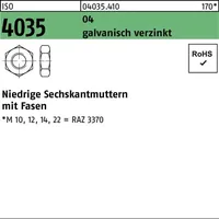 Hörger & Geßler Sechskantmutter ISO 4035 M 10 x 1,5 Stahl galvanisch verzinkt 500 Stück