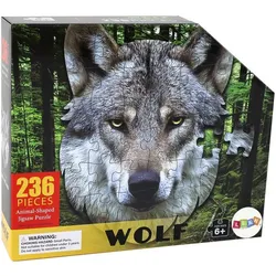 LEAN Toys Puzzle Wolf Wolfskopf Tierpuzzle Kinderpuzzle Natur Wölfe Puzzle 236 Teile, Puzzleteile