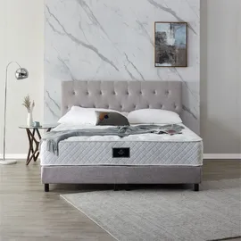 V6 Boxspringbett Modell 211 mit Taschenfederkernmatratze - Grau)