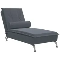 vidaXL Massage-Chaiselongue mit Nackenrolle Dunkelgrau Samt