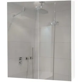 Mendler Spiegelschrank HWC-B19b, Badschrank Hängeschrank, 2 Regalböden hochglanz FSC®-zertifiziert 70x60x16cm ~ weiß