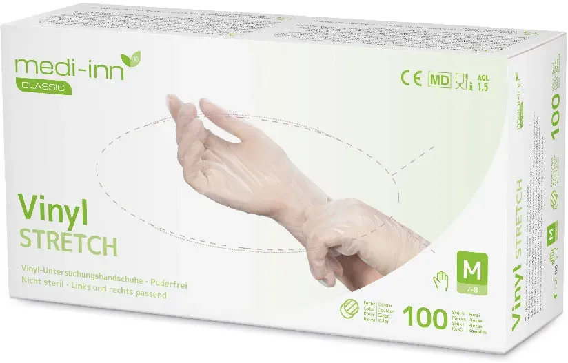 Medi-Inn Vinyl Stretch Einmalhandschuhe puderfrei M / 100 Stück