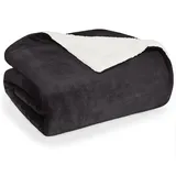 Blumtal Premium Sherpa Kuscheldecke flauschig - Wohndecke Kuscheldecke 220x240 cm - OEKO-TEX zertifizierte Fleecedecke 220x240 cm - Wohn- & Kuscheldecke - Wolldecke 220x240 - Plüschdecke in Anthrazit