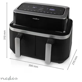 Nedis Doppelte Heißluftfritteuse 2x4,2 l schwarz
