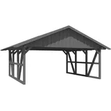 SKANHOLZ Skan Holz Carport Schwarzwald mit Dachschalung 684 x 600 cm Grau