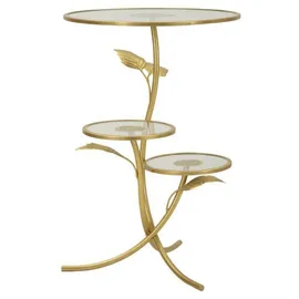 Natur24 Beistelltisch Ripiani Beistelltisch 54 x 54 x 69,5 cm Metall Glas Gold