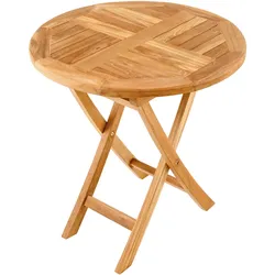 riess-ambiente Gartentisch EMPIRE TEAK - massiv 70cm natur Teakholz rund klappbar Balkontisch Outdoor