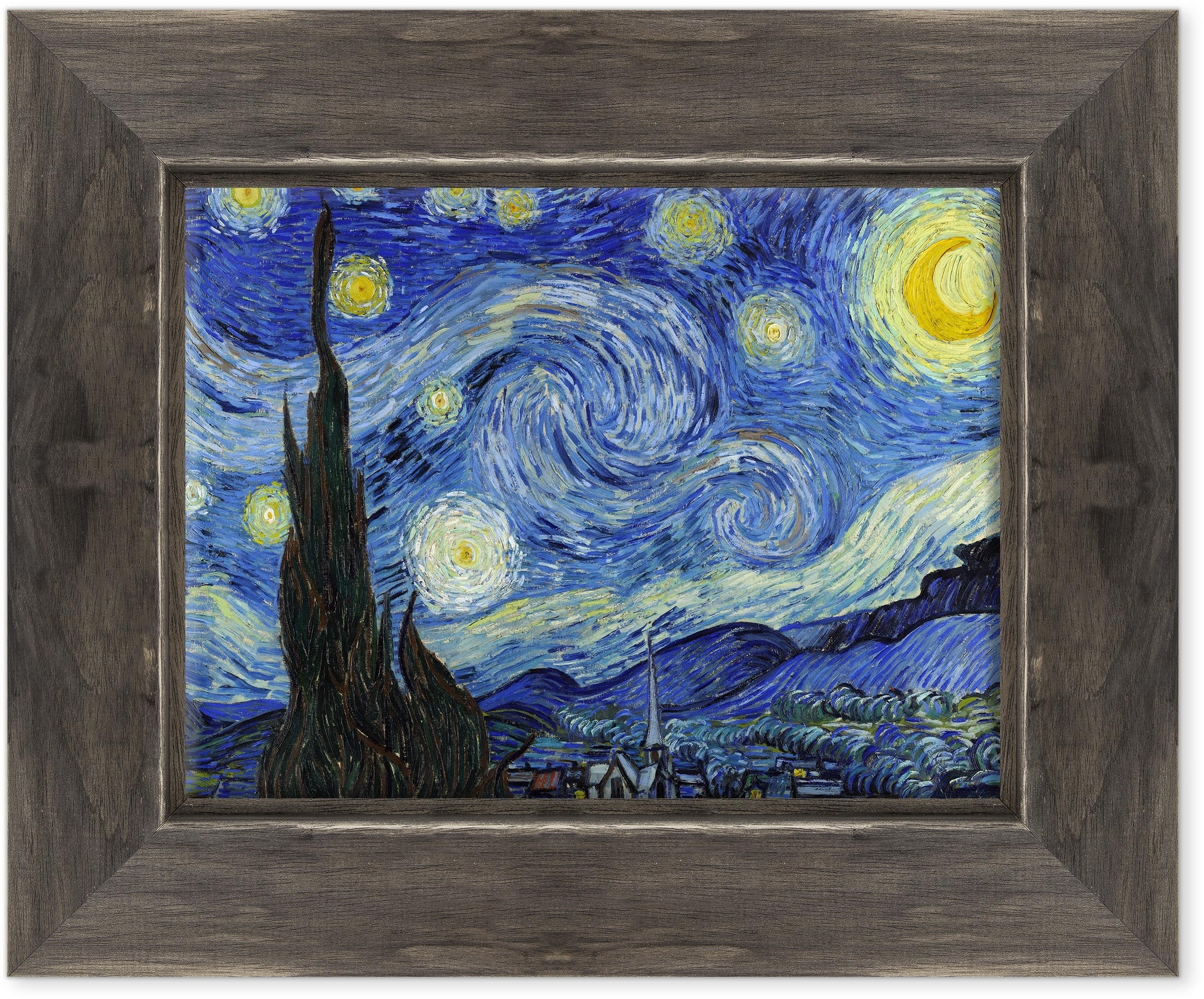 Bild auf Leinwand gerahmt – Van Gogh – Starry Night – Sternennacht – 30 x 40 cm – Country Style Schwarz Shabby – (Artikelnummer 2671)
