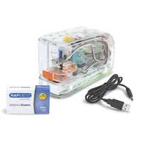 Rapesco 1450 626EL Automatisches USB/Batterie Heftgerät mit 1000 26/6mm Heftklammern, 15 Blatt Heftleistung, Transparent