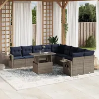 vidaXL Gartensofa-Set 11-tlg. grau Polyrattan