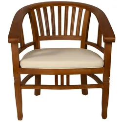Gartensessel Gartenstuhl A-Klasse Teakholz mit Armlehnen mit Sitzkissen MORENO