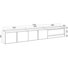 SKRAUT HOME Lowboard 315x50 cm Beige Holzwerkstoff