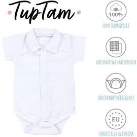 TupTam "Body Baby Jungen Langarm Kurzarm Body mit Kragen", Jungen, Gr. 86, N-Gr, weiß (kurzarm weiß), Obermaterial: 100% Baumwolle CO., Bodys Body