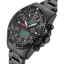 Master Time MTGA-10921-22M Herrenuhr Funk Super Power Schwarz mit Wechselband