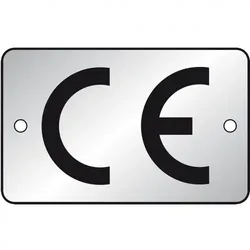 Schild I CE-Zeichen, rechteckig, silber/schwarz, Aluminium, eloxiert, 40x25mm, 100/VE