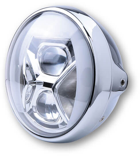 HIGHSIDER 7-inch LED koplamp BRITISH-STYLE TYPE 8 met TFL, bochtverlichting, zilver