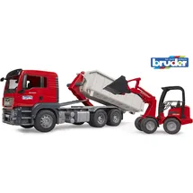 Bruder 03767 - LKW mit Abrollcontainer/Schäffer Hoflader mehrfarbig 1:16