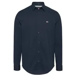 Tommy Jeans für Herren. DM0DM19519 Eintrag marineblaues Hemd (S), Lässig, Baumwolle, Klassisch, Langarm