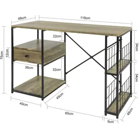 SoBuy Eckschreibtisch FWT61-N Braun / Schwarz