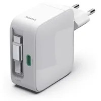 Hama Schnellladegerät GaN 30W ausziehbares Ladekabel Weiß