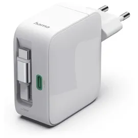 Hama Schnellladegerät GaN 30W ausziehbares Ladekabel Weiß