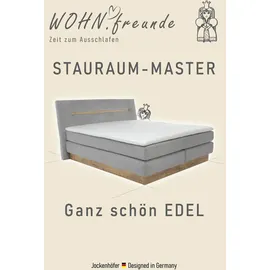 Jockenhöfer Boxspringbett JOCKENHÖFER GRUPPE "Nika erhältlich in der Größe 180x200cm", grau (beige 444, 17), B:197cm L:219cm, Bezug Bett: Microfaser (100% Polyester);Topper und Matratzenspiegel: 100% Polyester, Komplettbetten, Boxspringbett, mit Bettkasten,