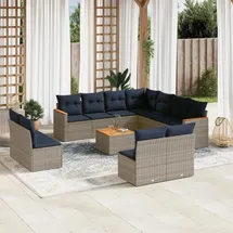 vidaXL Gartensofa-Set 12-tlg. grau Polyrattan