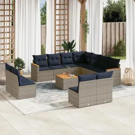 vidaXL Gartensofa-Set 12-tlg. grau Polyrattan