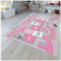 Kinderteppich Kinderteppich Spielteppich Für Kinderzimmer Straßen-Look Hüpfkästchen, TT Home, quadratisch, Höhe: 4 mm