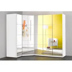 Eckkleiderschrank PRIESS "Malaga Schlafzimmerschrank Ecklösung erweiterbar in drei Farben", weiß, H:193cm, Holzwerkstoff, Schränke, Kleiderschrank Schrank Garderobe Stauraumwunder mit Spiegel