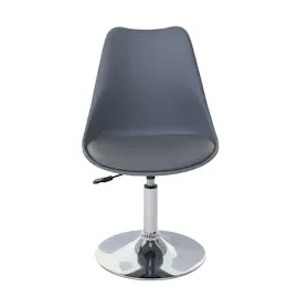 Mendler 2er-Set Esszimmerstuhl Malmö T501, Stuhl Küchenstuhl, höhenverstellbar drehbar, Kunstleder ~ dunkelgrau, Chromfuß